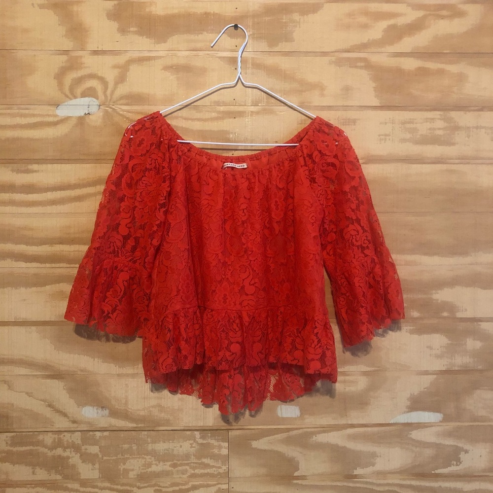 Mustard Seed Lace Crop Top